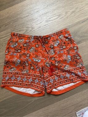 J. Jill Orange Floral Print Drawstring Shorts